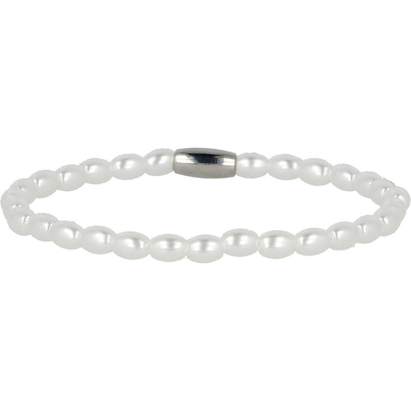 Zilveren armband met witte parels - elastisch - My Bendel