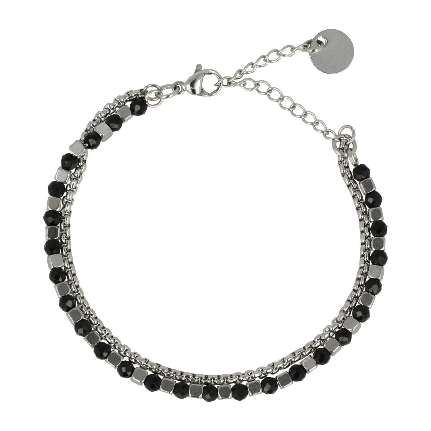Zilveren Armband met Zwarte Glasstenen - Elegant Design - My Bendel