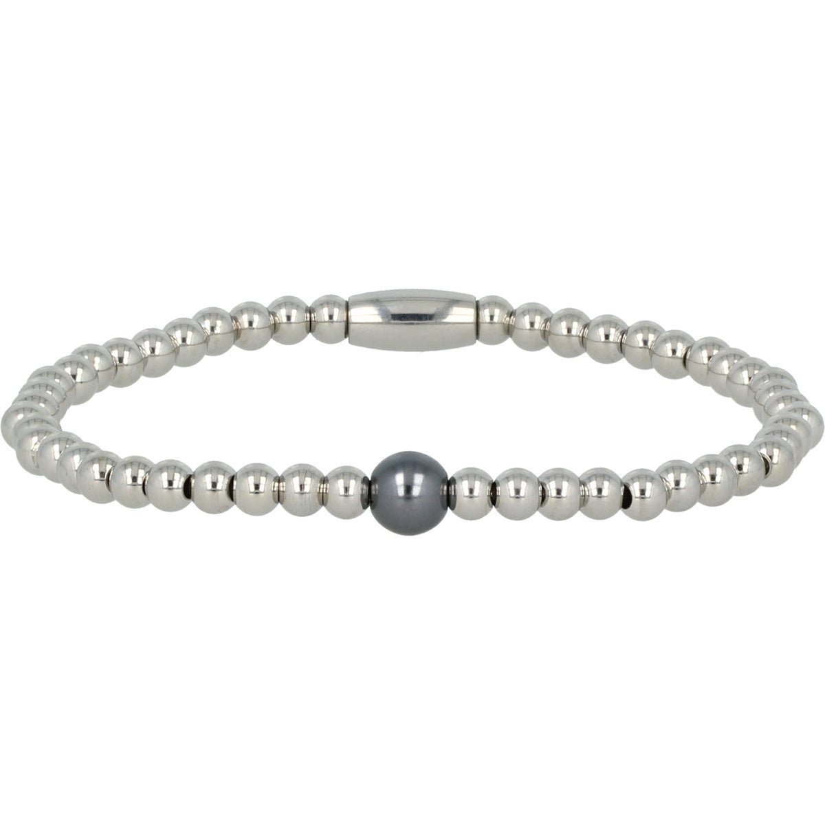 Zilveren armband met zwarte parel - mysterieus design - My Bendel