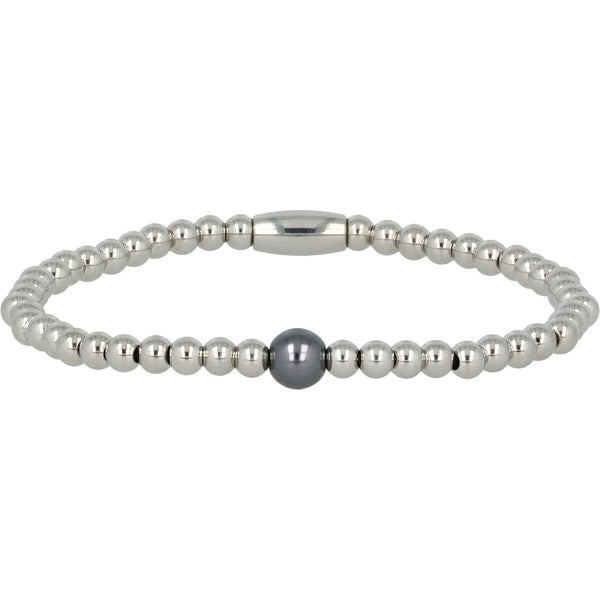 Zilveren armband met zwarte parel - mysterieus design - My Bendel