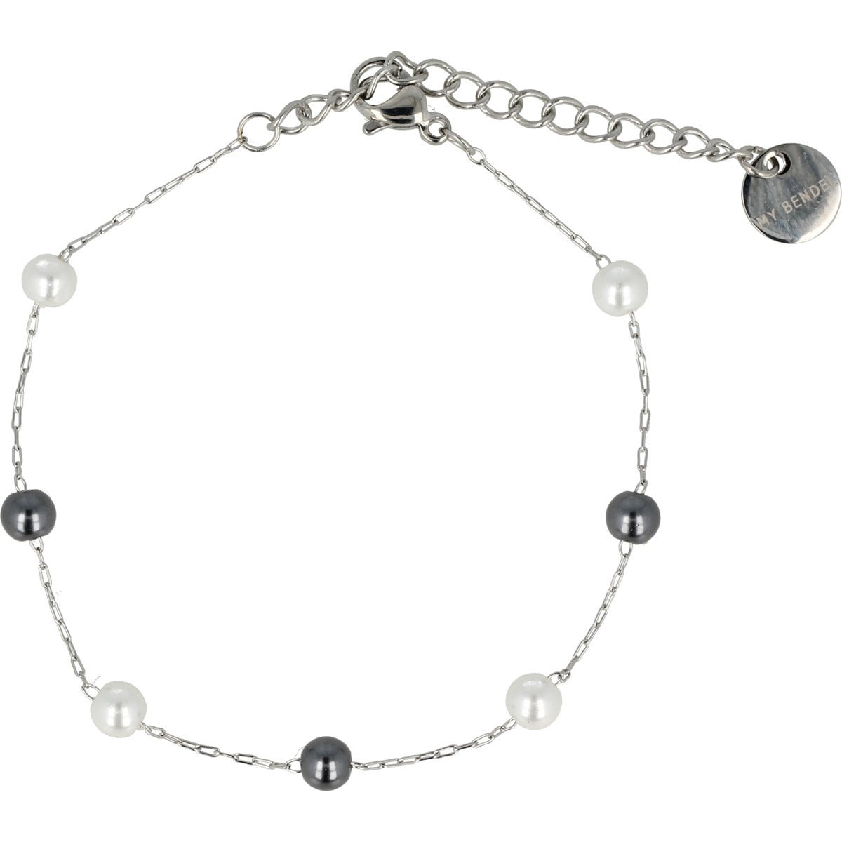 Zilveren Armband met Zwarte/Witte Parels - My Bendel