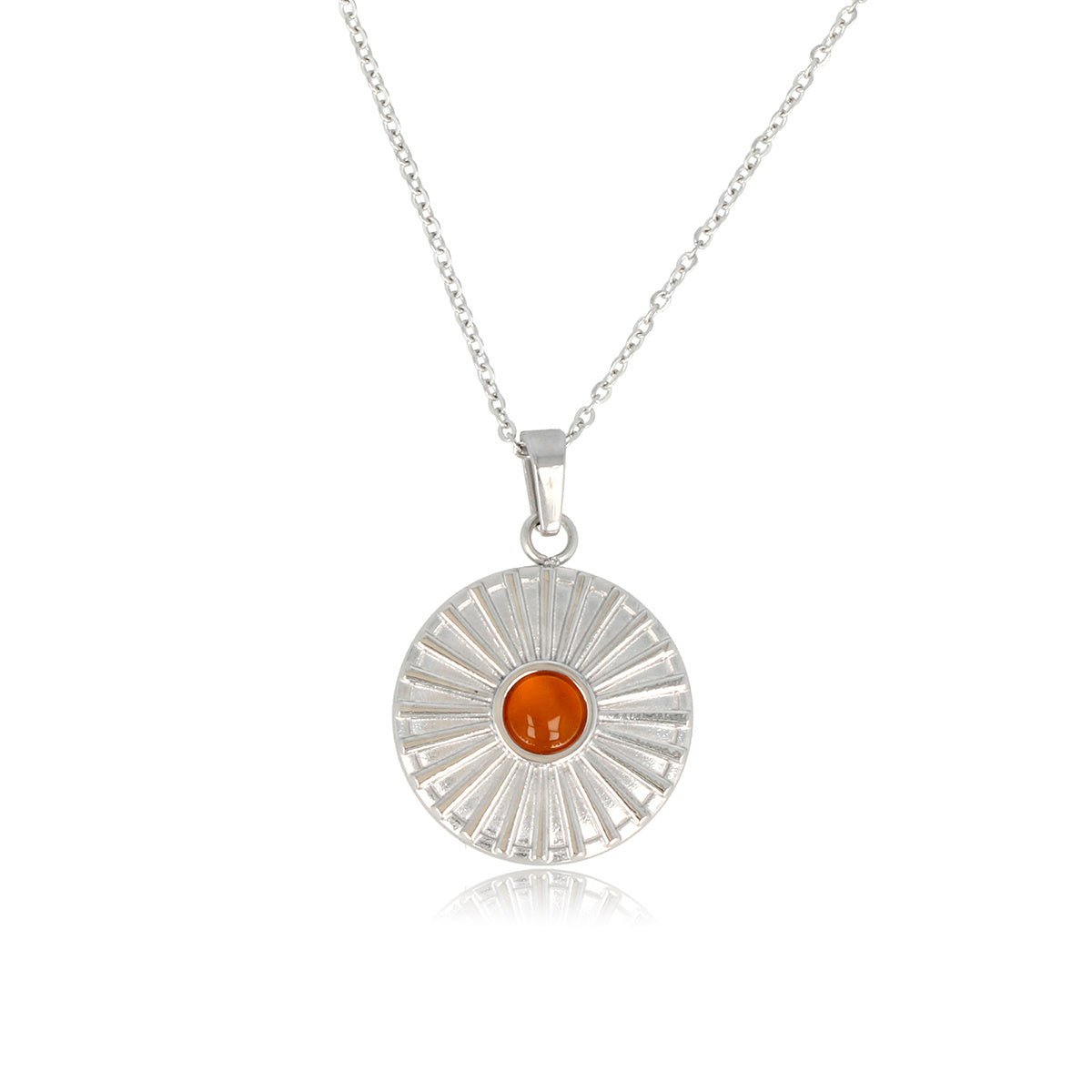 Zilveren Carnelian Zonnetjes Ketting - Fijne Schakelketting - My Bendel