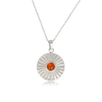 Zilveren Carnelian Zonnetjes Ketting - Fijne Schakelketting