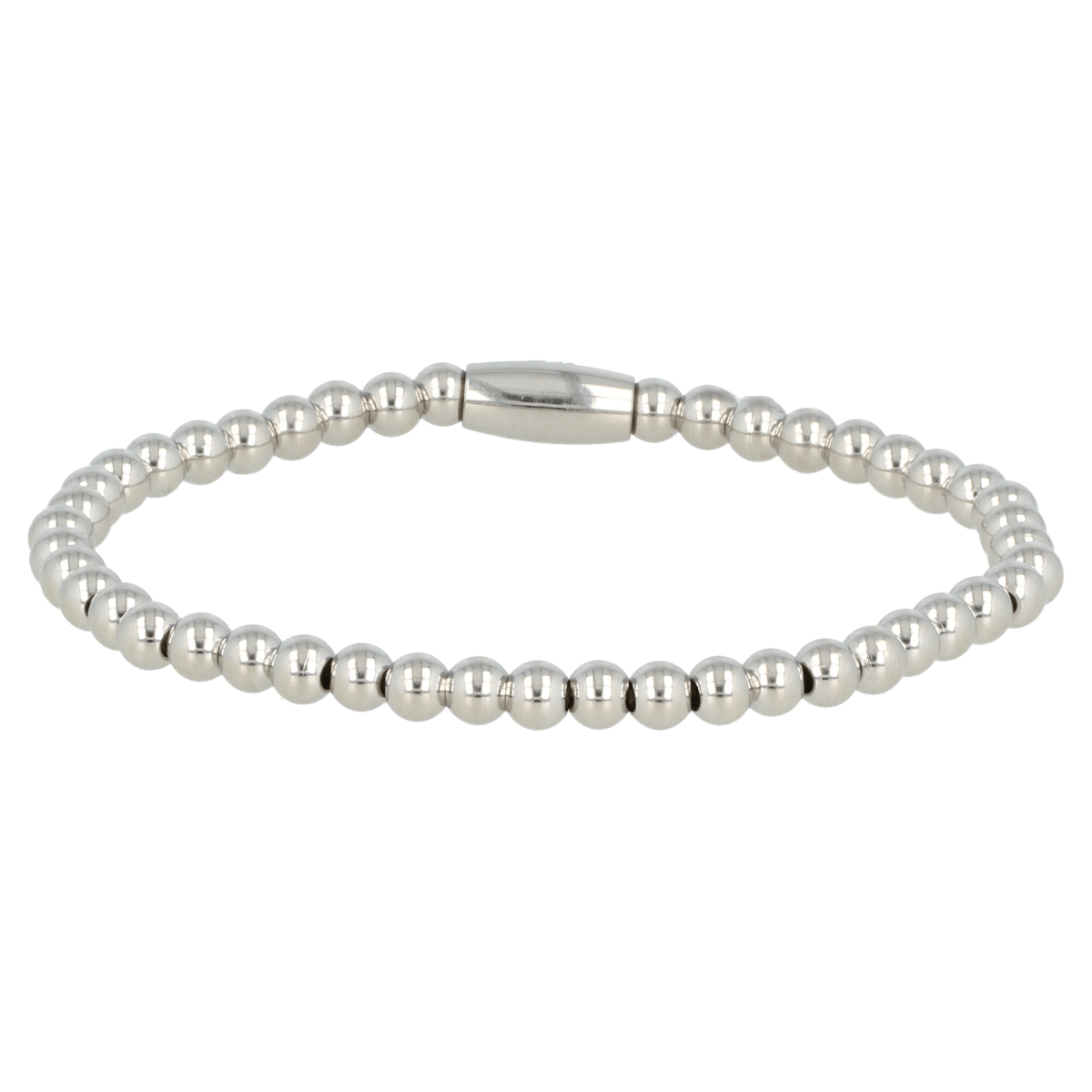 Zilveren damesarmband met 4mm stainless steel kralen - My Bendel