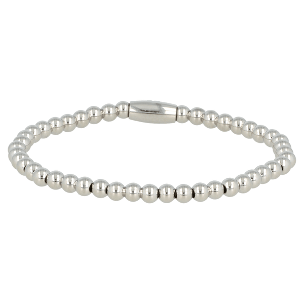 Zilveren damesarmband met 4mm stainless steel kralen - My Bendel