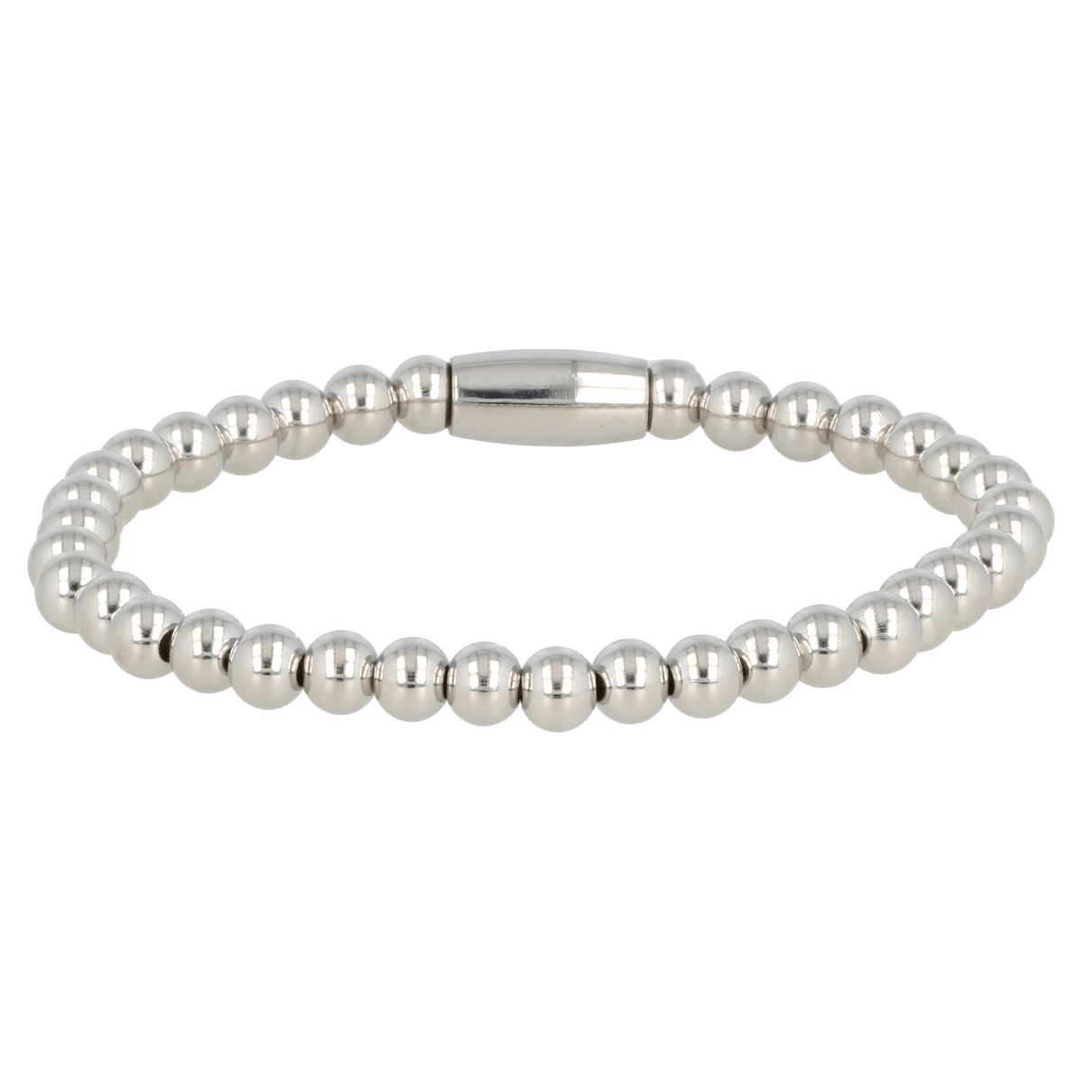 Zilveren damesarmband met 5mm stainless steel kralen - My Bendel