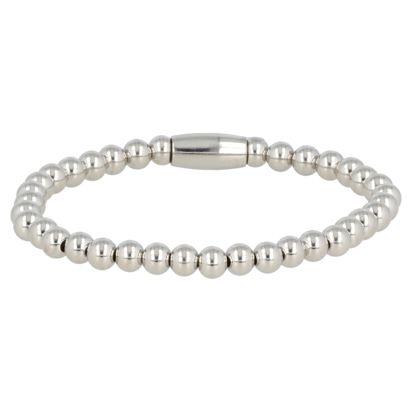 Zilveren damesarmband met 5mm stainless steel kralen - My Bendel
