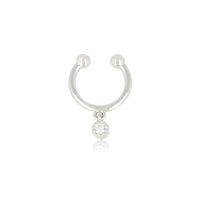 Zilveren Earcuff met Sprankelende Zirkonia Hanger
