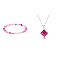 Zilveren Ketting & Armband Set met Rose Stripe Agate