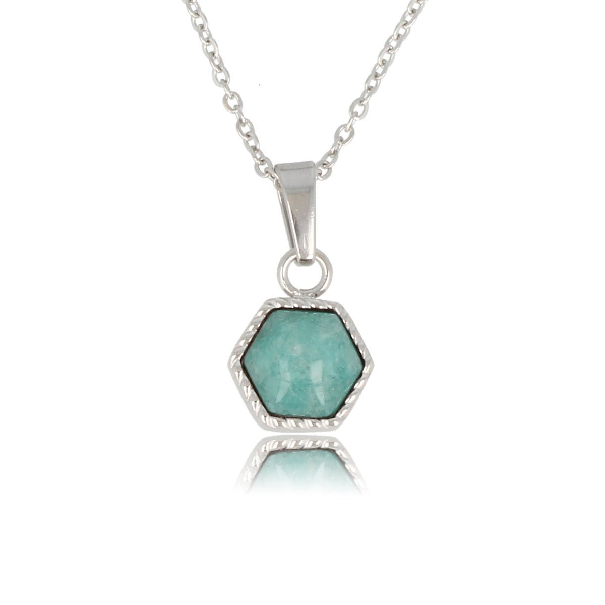Zilveren Ketting met Amazonite Zeshoek Edelsteen Hanger - My Bendel