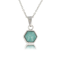 Zilveren Ketting met Amazonite Zeshoek Edelsteen Hanger