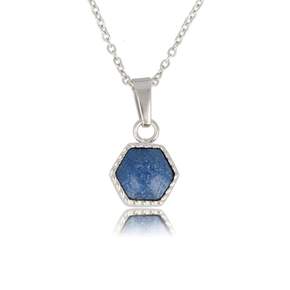 Zilveren Ketting met Blue Aventurine Zeshoek Hanger - My Bendel