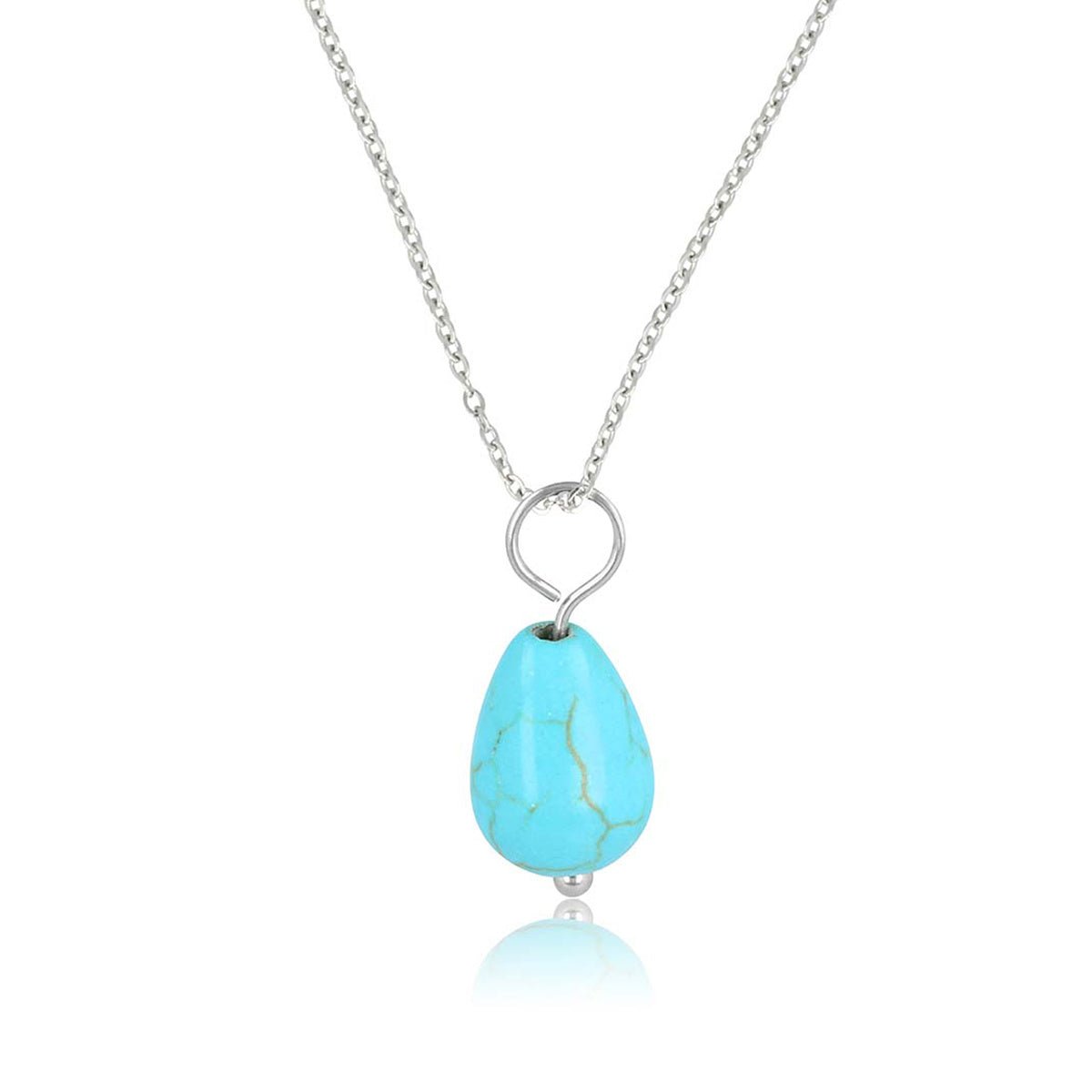 Zilveren Ketting met Blue Howlite Peervormige Hanger - My Bendel