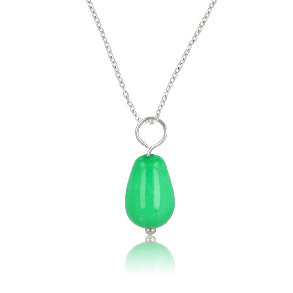 Zilveren Ketting met Chrysoprase Peervormige Hanger - My Bendel