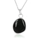 Zilveren Ketting met Grote Ronde Onyx Hanger - My Bendel