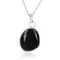 Zilveren Ketting met Grote Ronde Onyx Hanger - My Bendel