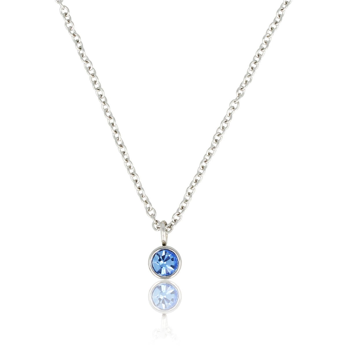 Zilveren Ketting met Lichtblauw Zirkonia Steentje - My Bendel