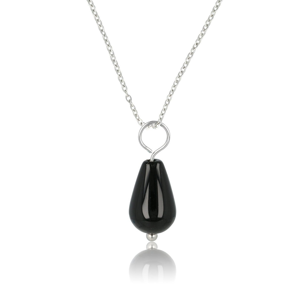 Zilveren Ketting met Onyx Peervormige Hanger - My Bendel