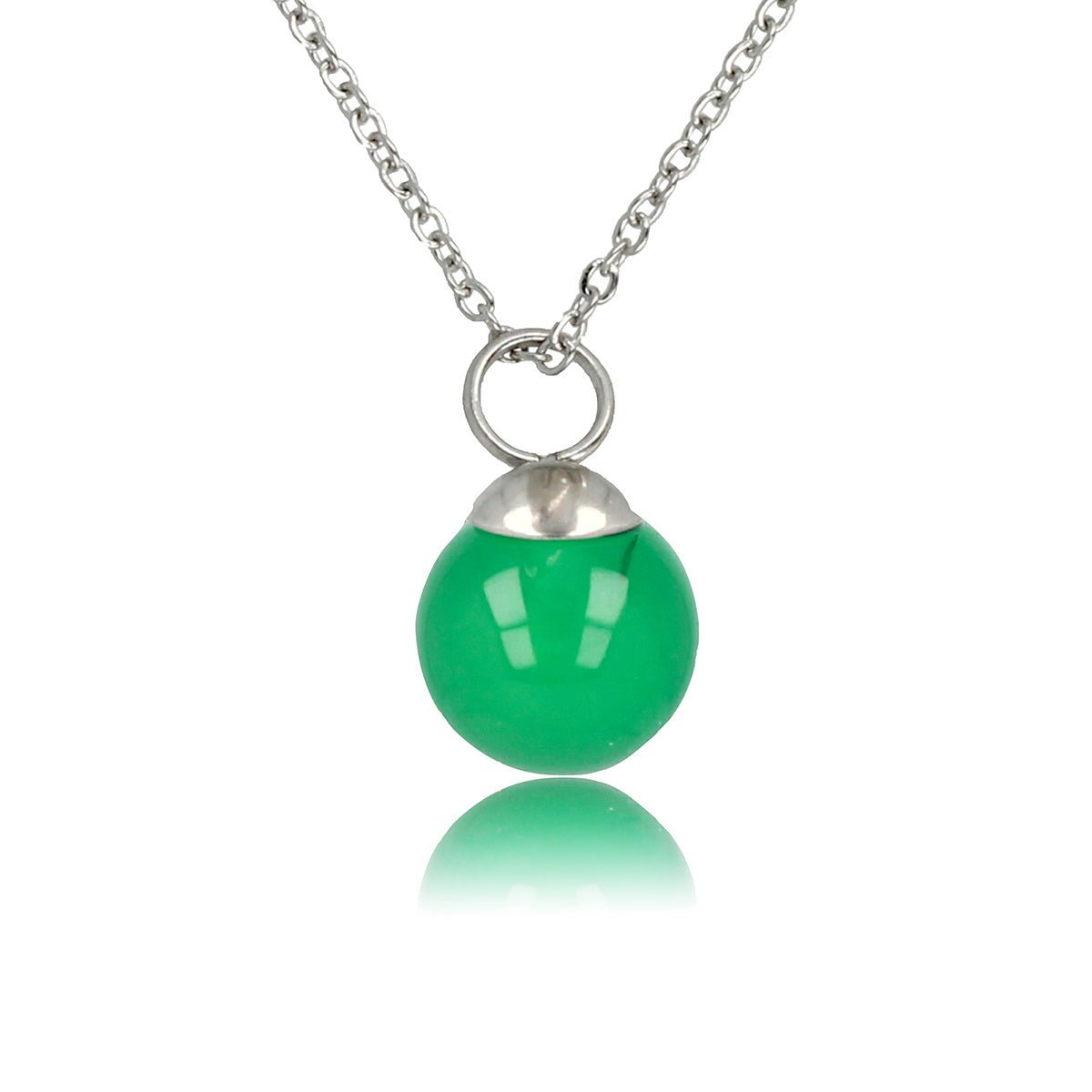 Zilveren Ketting met Ronde Green Agate Edelsteen - My Bendel
