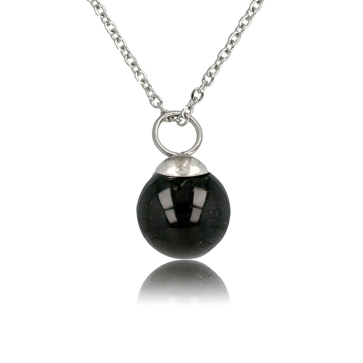 Zilveren ketting met ronde Onyx edelsteen - My Bendel