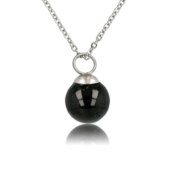 Zilveren ketting met ronde Onyx edelsteen - My Bendel