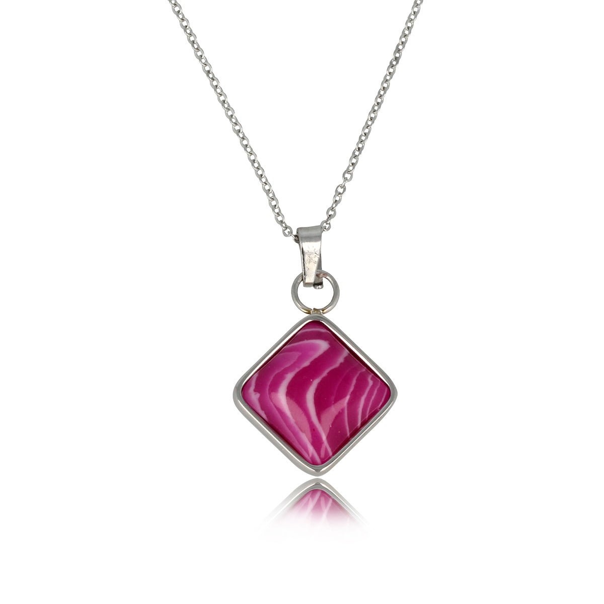 Zilveren Ketting met Rose Stripe Agate Hanger - My Bendel