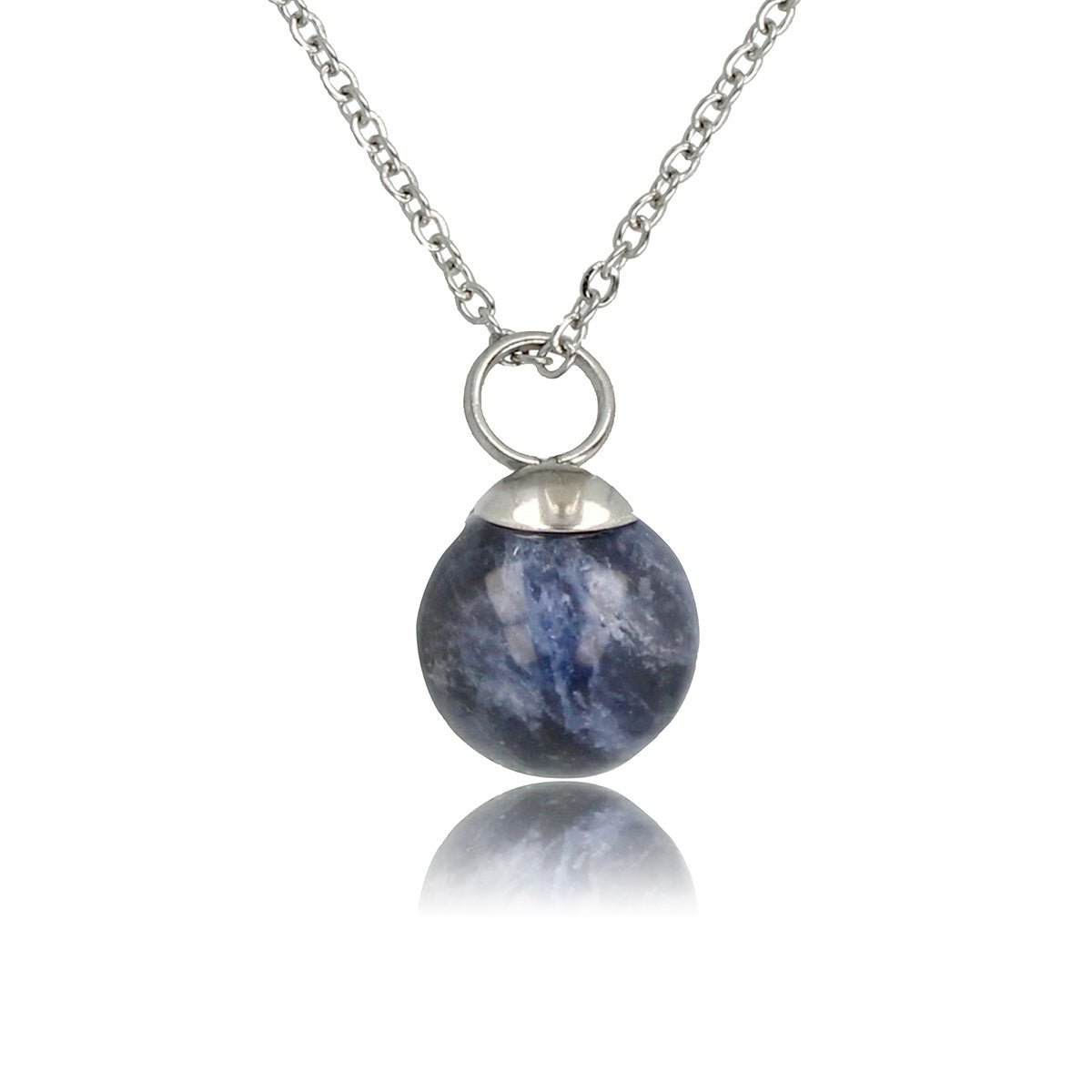 Zilveren ketting met Sodalite edelsteen balletje - My Bendel