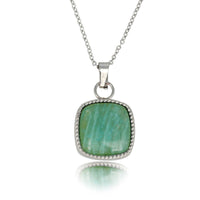 Zilveren Ketting met Vierkante Amazonite Hanger
