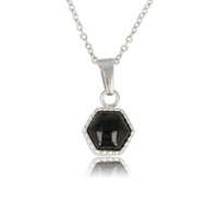 Zilveren Ketting met Zeshoekige Onyx Edelsteen Hanger