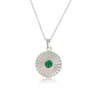 Zilveren Ketting Zonnetje met Green Agate Edelsteen