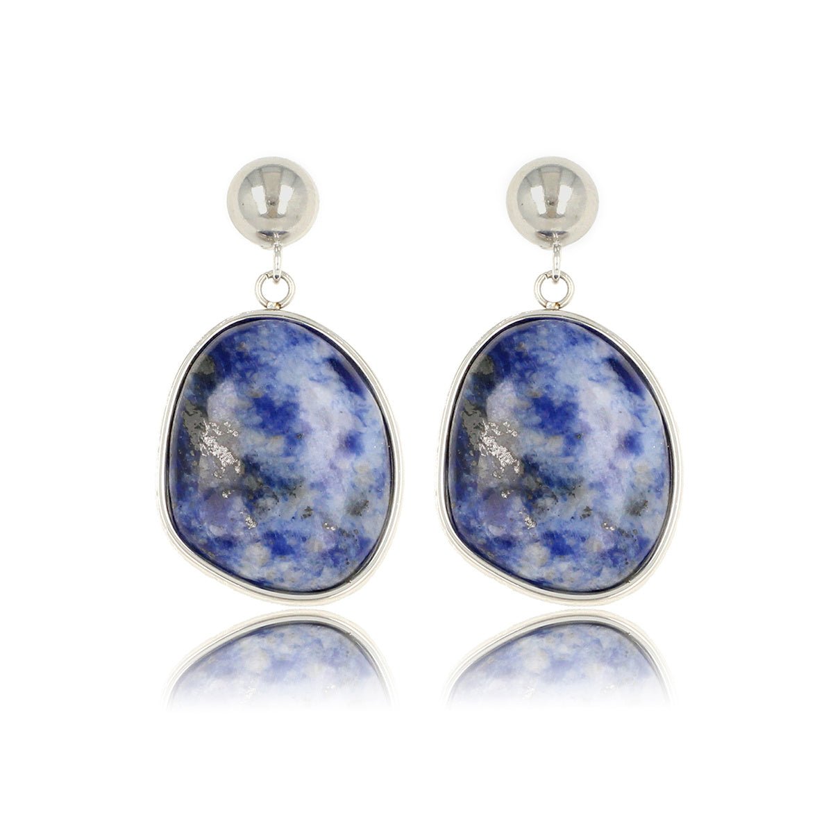 Zilveren Oorbel met Lapis Lazuli Ronde Hanger - My Bendel