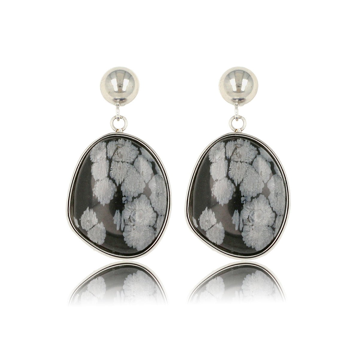 Zilveren Oorbel met Unieke Snowflake Edelsteen - My Bendel