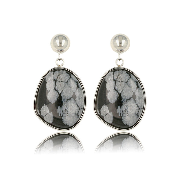 Zilveren Oorbel met Unieke Snowflake Edelsteen - My Bendel