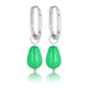 Zilveren Ovaal & Chrysoprase Elegantie Oorbellen - My Bendel