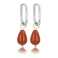 Silberner Oval- & Gold Sandstein Ohrring