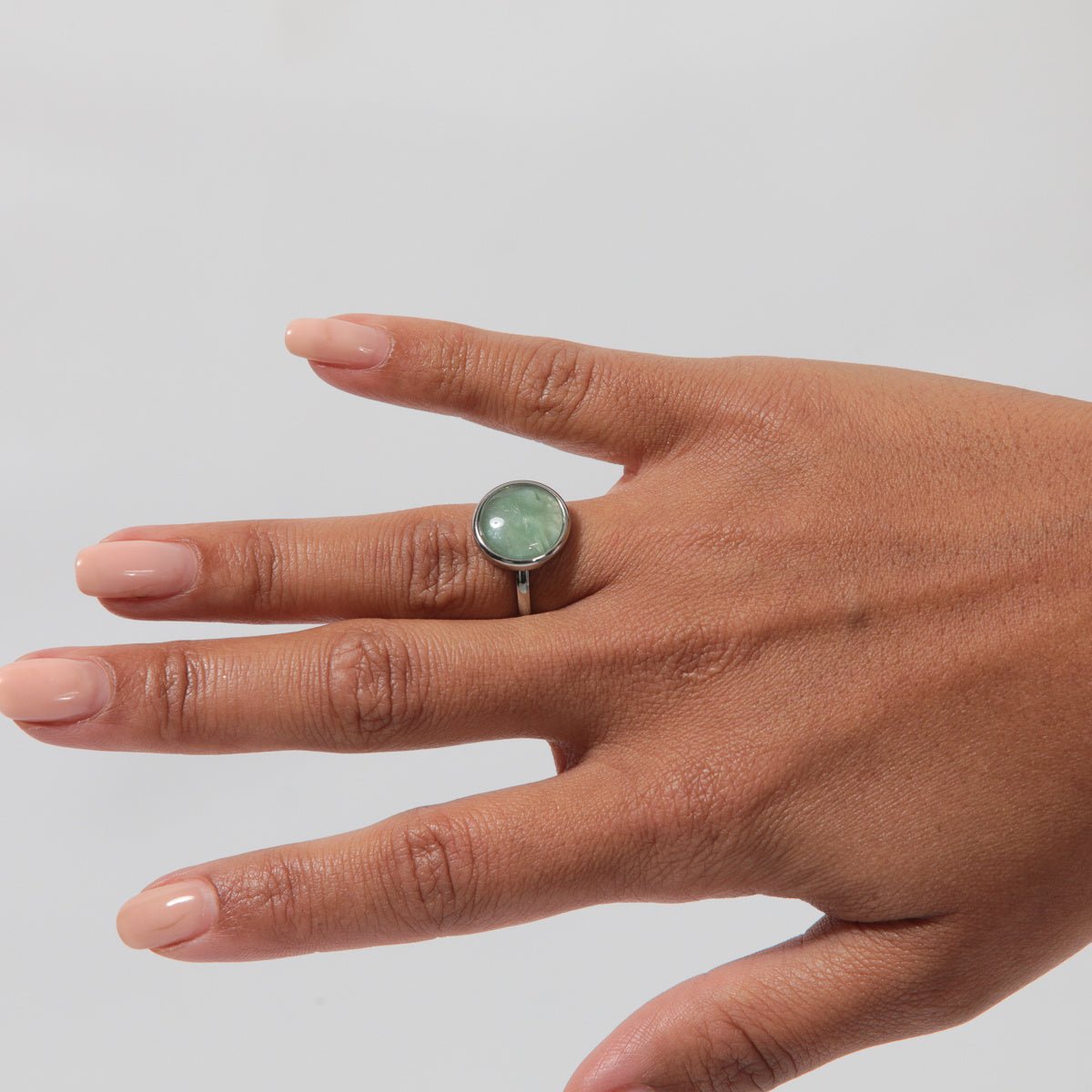 Zilveren ring - groene Fluorite edelsteen - zelfvertrouwen - My Bendel