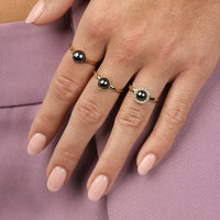 Zilveren ring - Grote zwarte parel - Tijdloze schoonheid - My Bendel