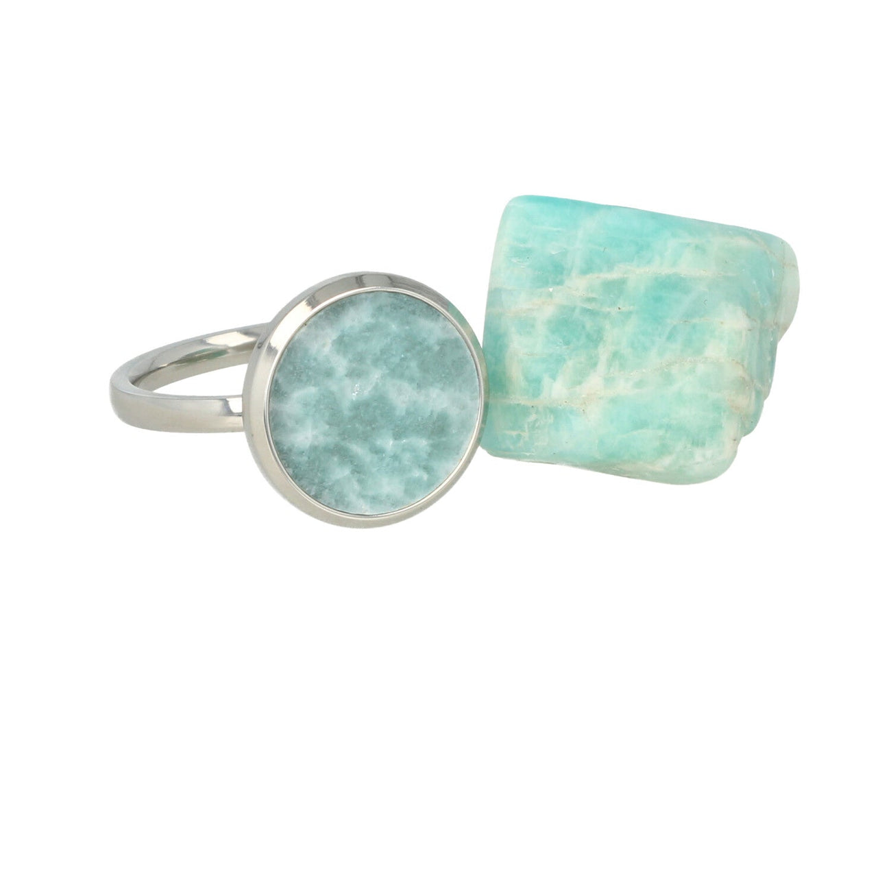 Zilveren ring met Amazonite - Inclusief losse edelsteen - My Bendel