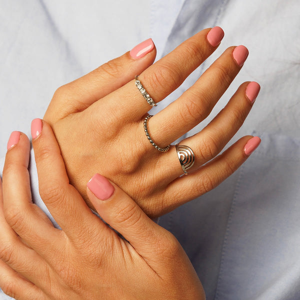 Zilveren ring met grote zirkonia stenen - hypoallergeen Stainless steel - My Bendel