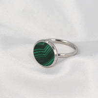 Zilveren ring met Malachite - unieke groene steen - My Bendel