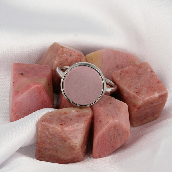 Rhodonite zilveren ring met echte edelsteen