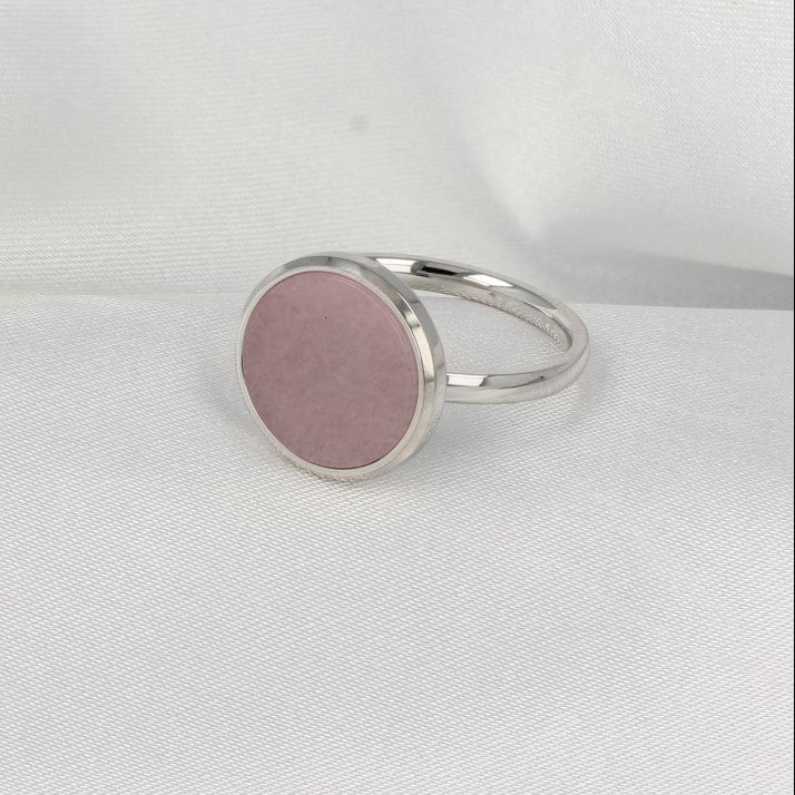 Zilveren ring met ronde Rhodonite - moderne stijlvolle look - My Bendel