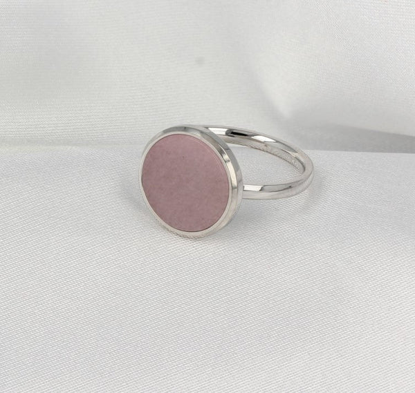 Zilveren ring met ronde Rhodonite - moderne stijlvolle look - My Bendel