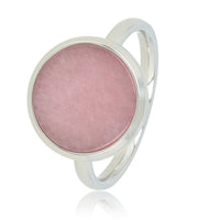 Zilveren ring met ronde Rhodonite - moderne stijlvolle look