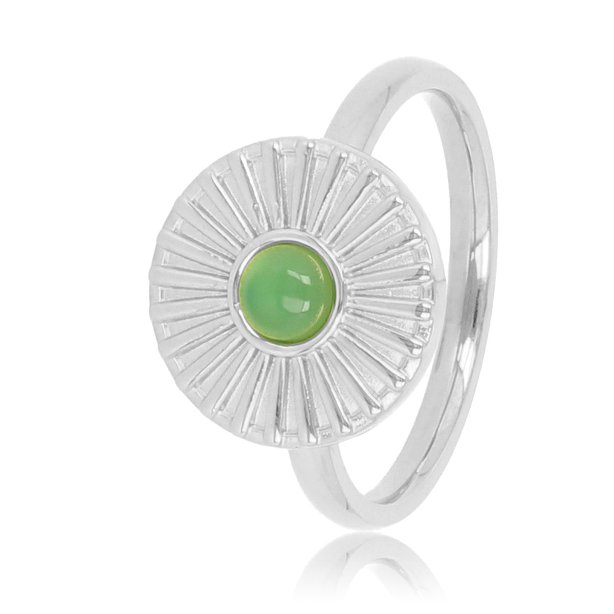 Zilveren ring met zonnetje - Green Agate edelsteen - My Bendel