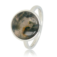 Zilveren ring - Moss Agate edelsteen - elegant en modern