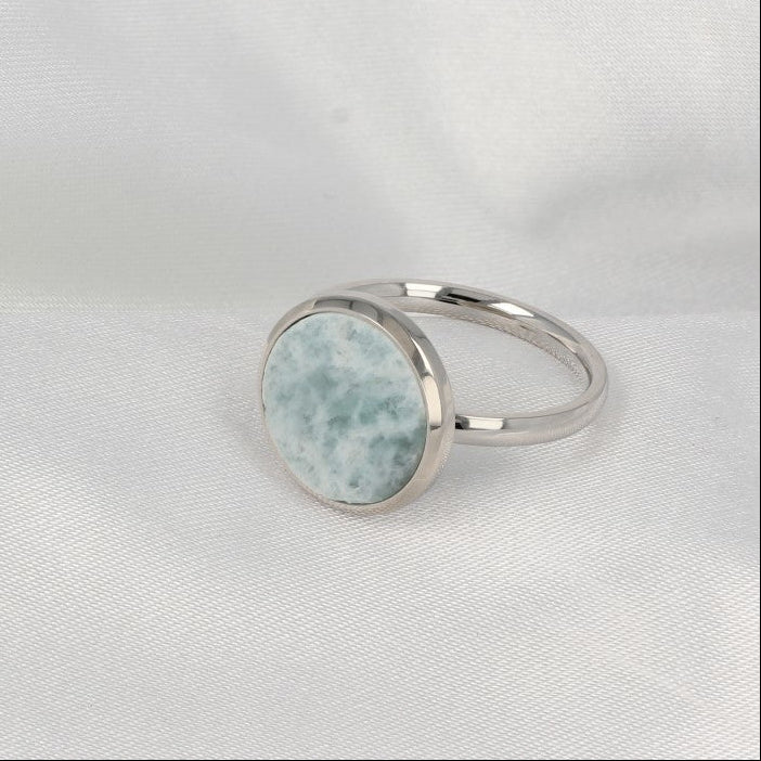 Zilveren ring - Ronde Amazonite - Unieke aderen - My Bendel