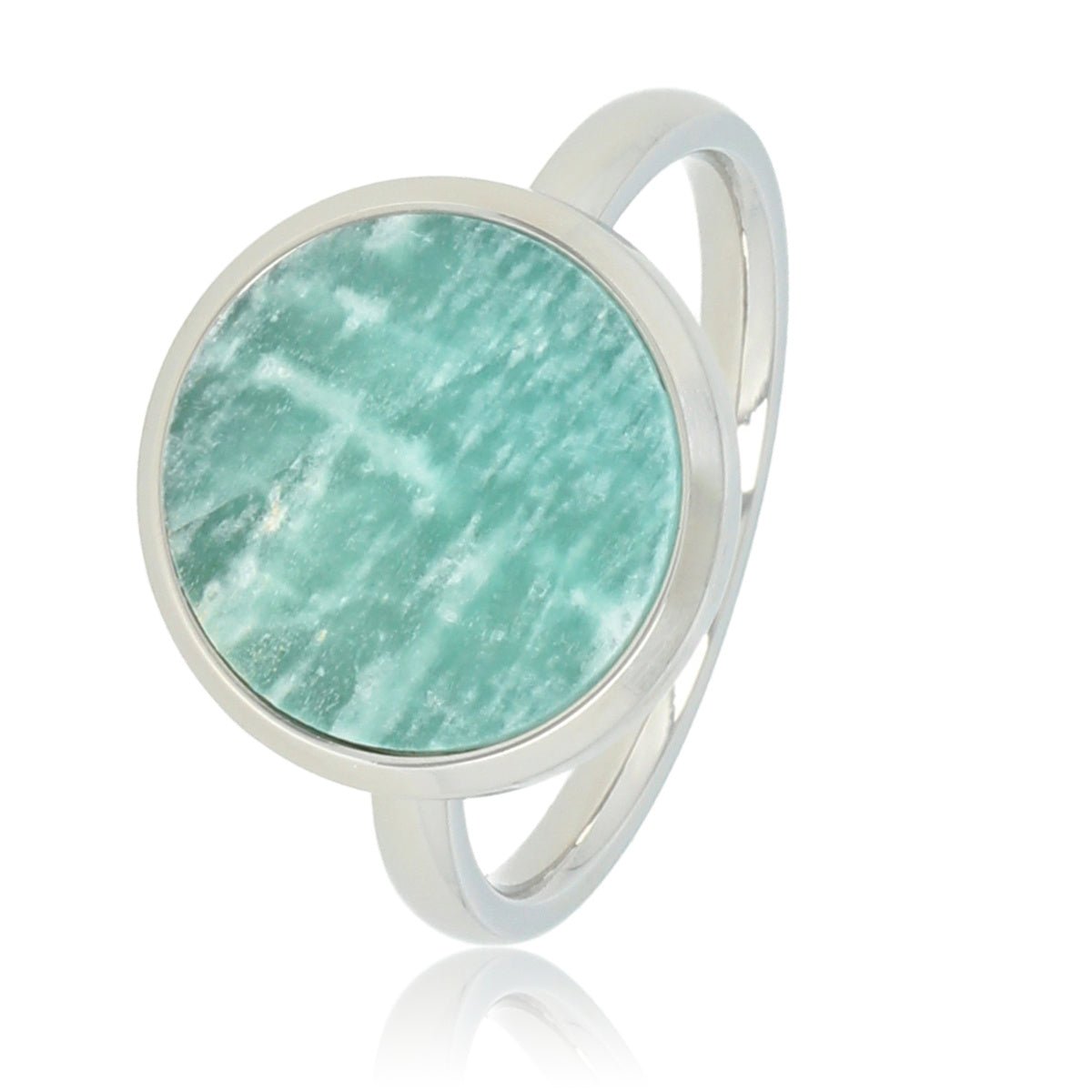 Zilveren ring - Ronde Amazonite - Unieke aderen - My Bendel