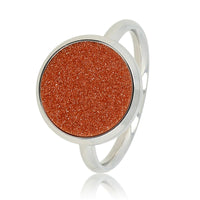 Zilveren ring - ronde Gold Sandstone - kracht en energie
