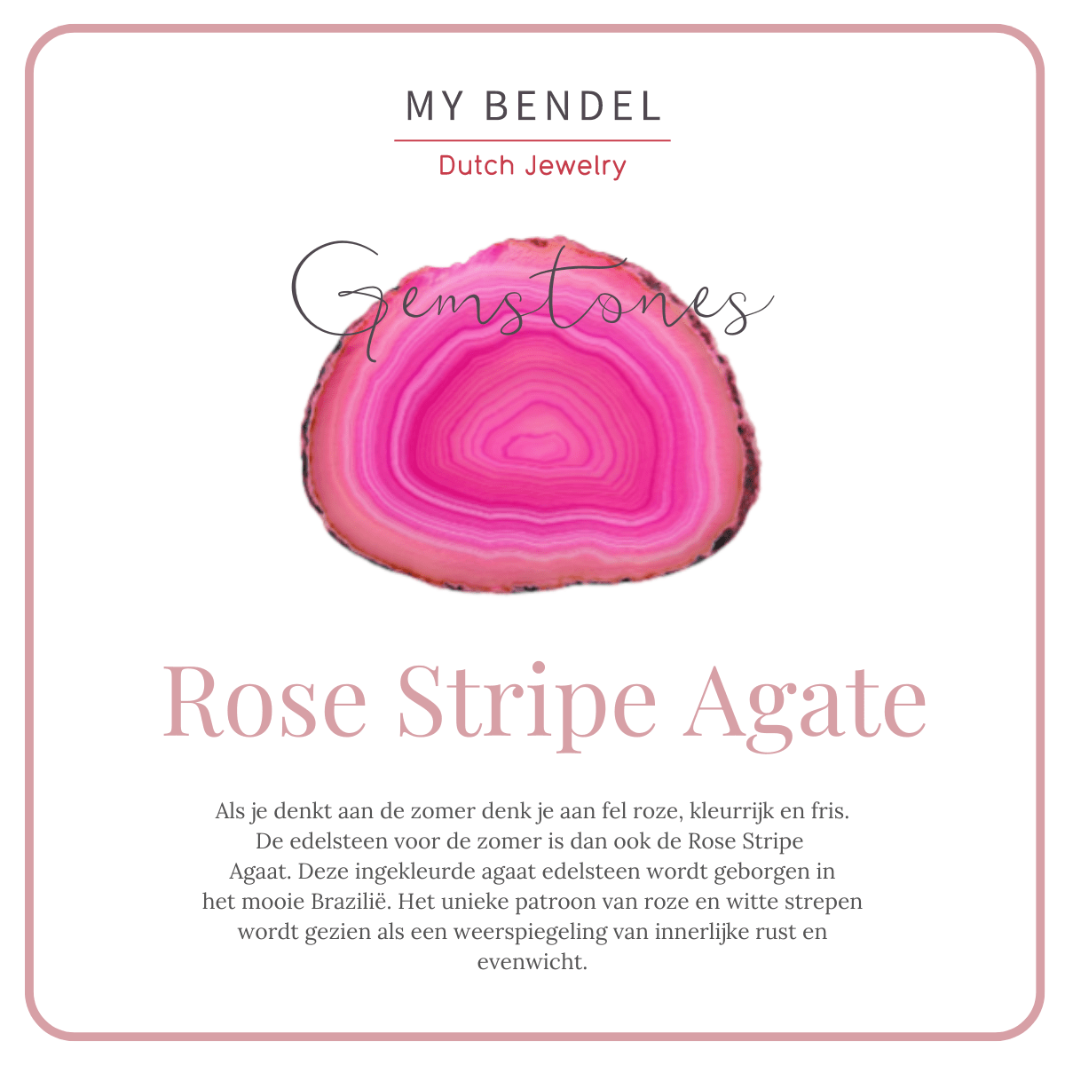 Zilveren ring - Rose Stripe Agate - Zelfverzekerdheid & rust - My Bendel